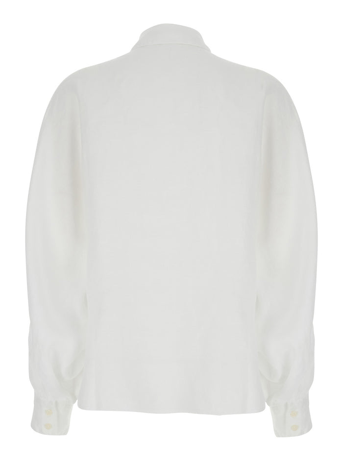 White Antonia Shirt With Pointed Collar And Long Sleeves For Women Blouses