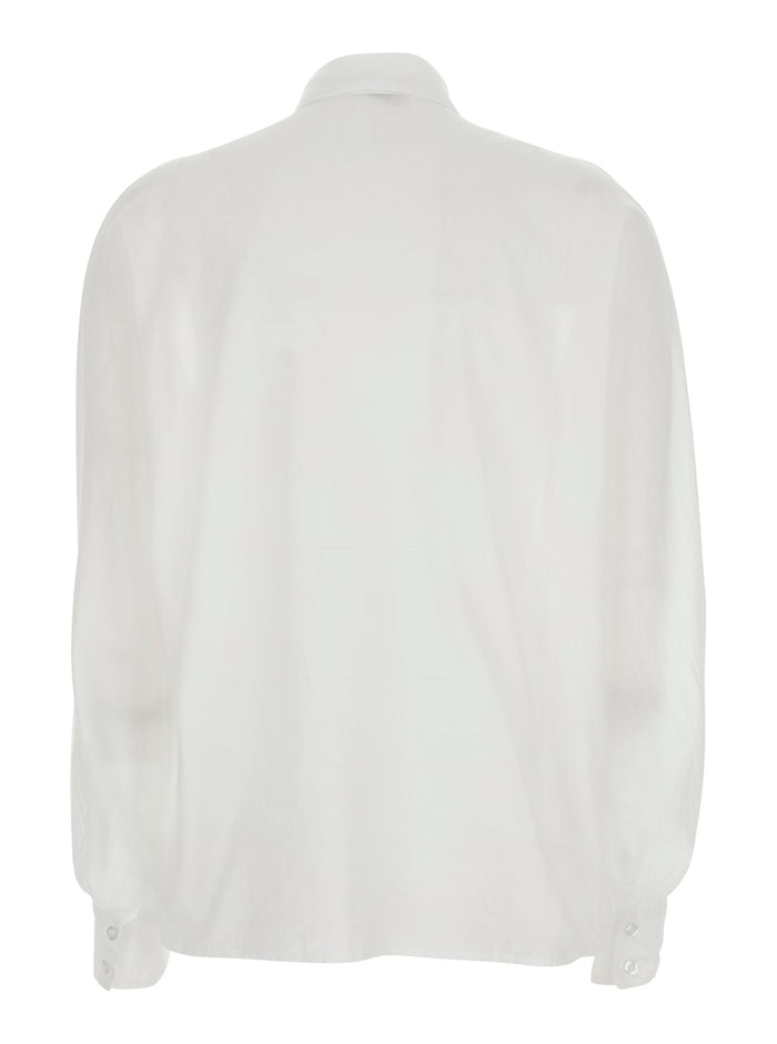 Shirt Antonia Slim Ruffle White With Ruffles On The Front Cotton For Women And Blouses