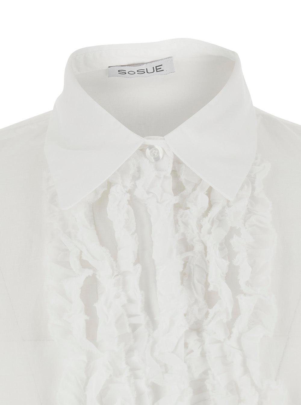 Shirt Antonia Slim Ruffle White With Ruffles On The Front Cotton For Women And Blouses