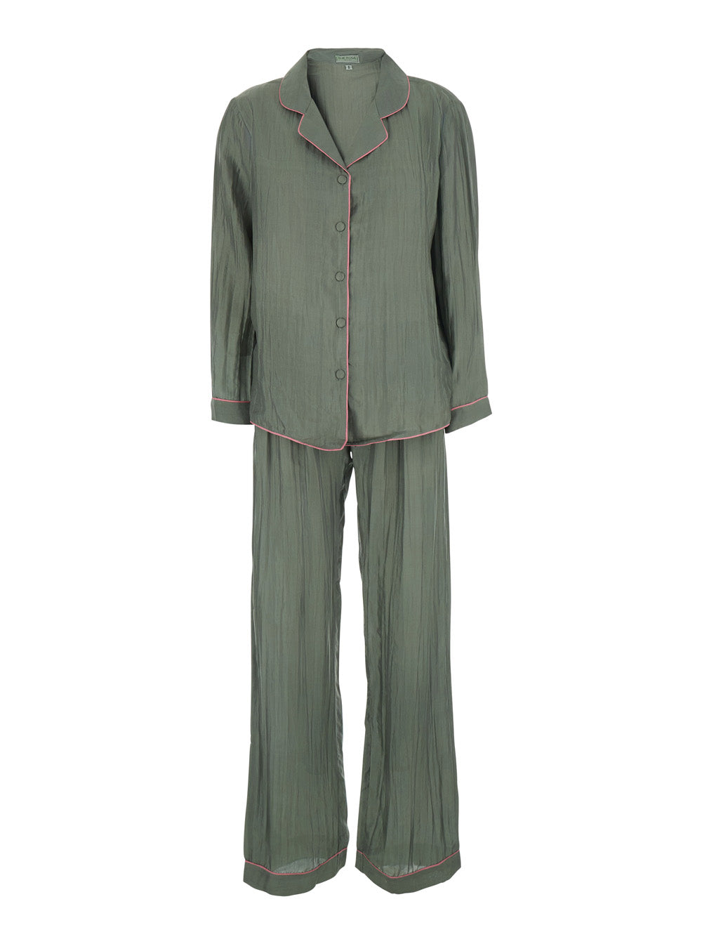 Pajama Set Pijamasetwithbagl779 Green With Elegant Details Fabric Women Suits