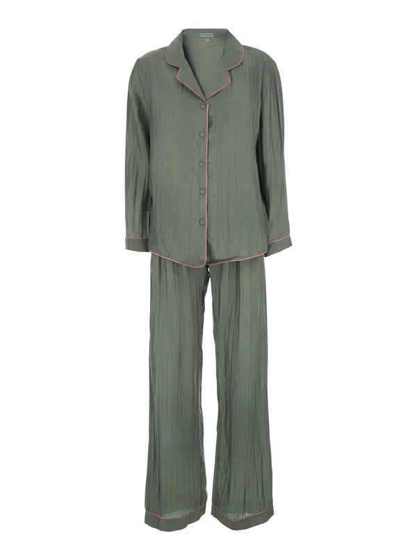 Suit Green Silk Blend Trouser Suits