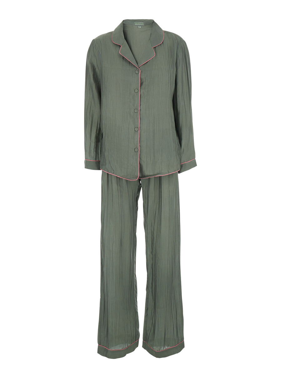Suit Green Silk Blend Trouser Suits