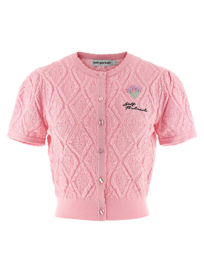 Pink pointelle knit top Cotton Polyester Polyamide Tops