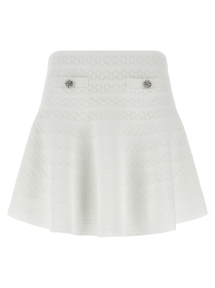 Pointelle knit mini skirt White Viscose