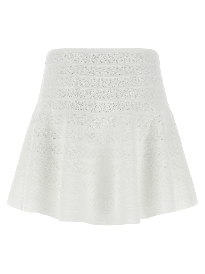 Pointelle knit mini skirt White Viscose