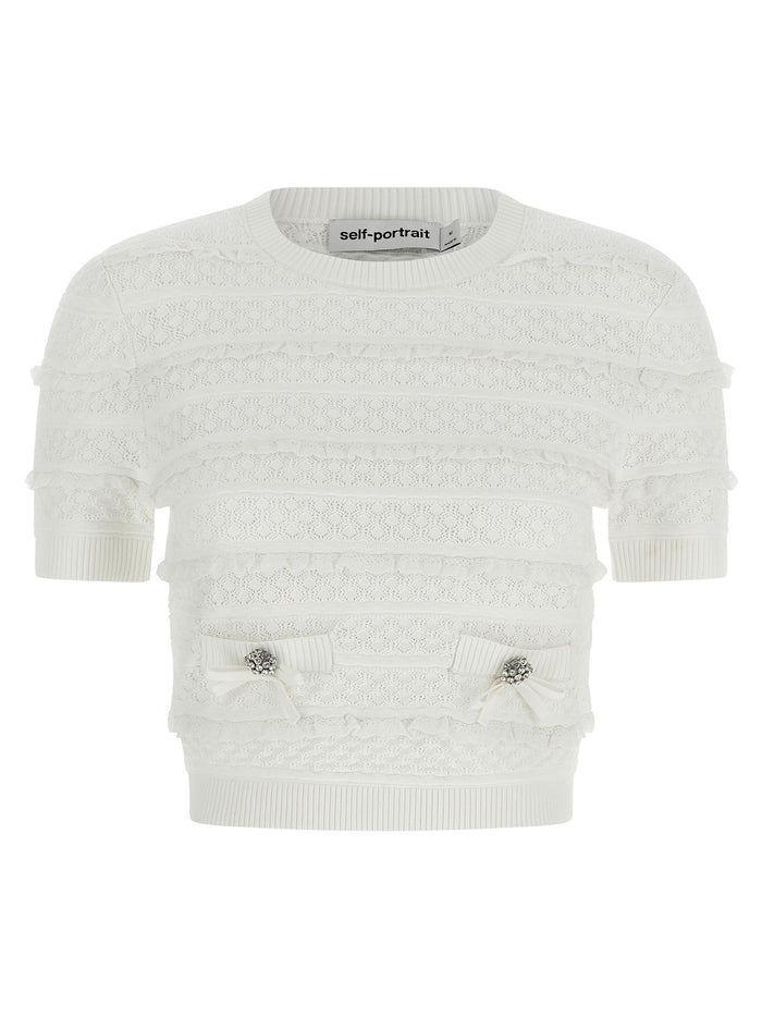 Pointelle knit top White Viscose Tops