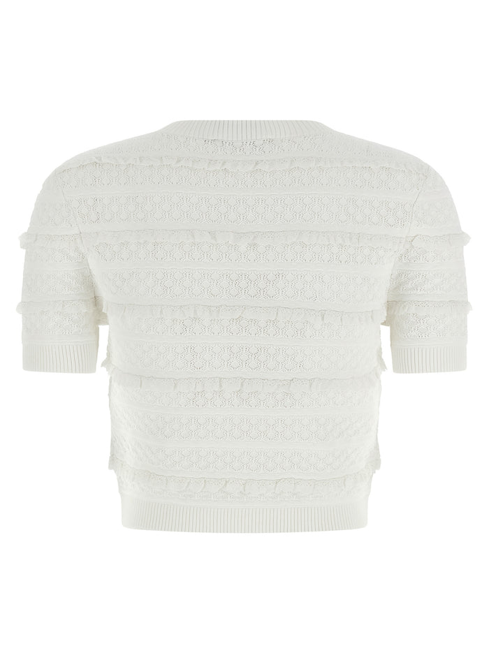 Pointelle knit top White Viscose Tops