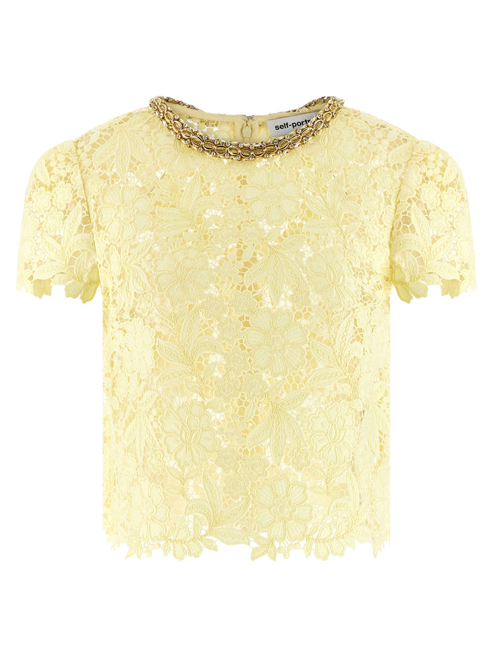 Yellow Lace top Multicolor Polyester Tops