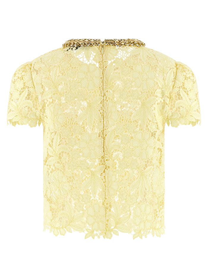 Yellow Lace top Multicolor Polyester Tops