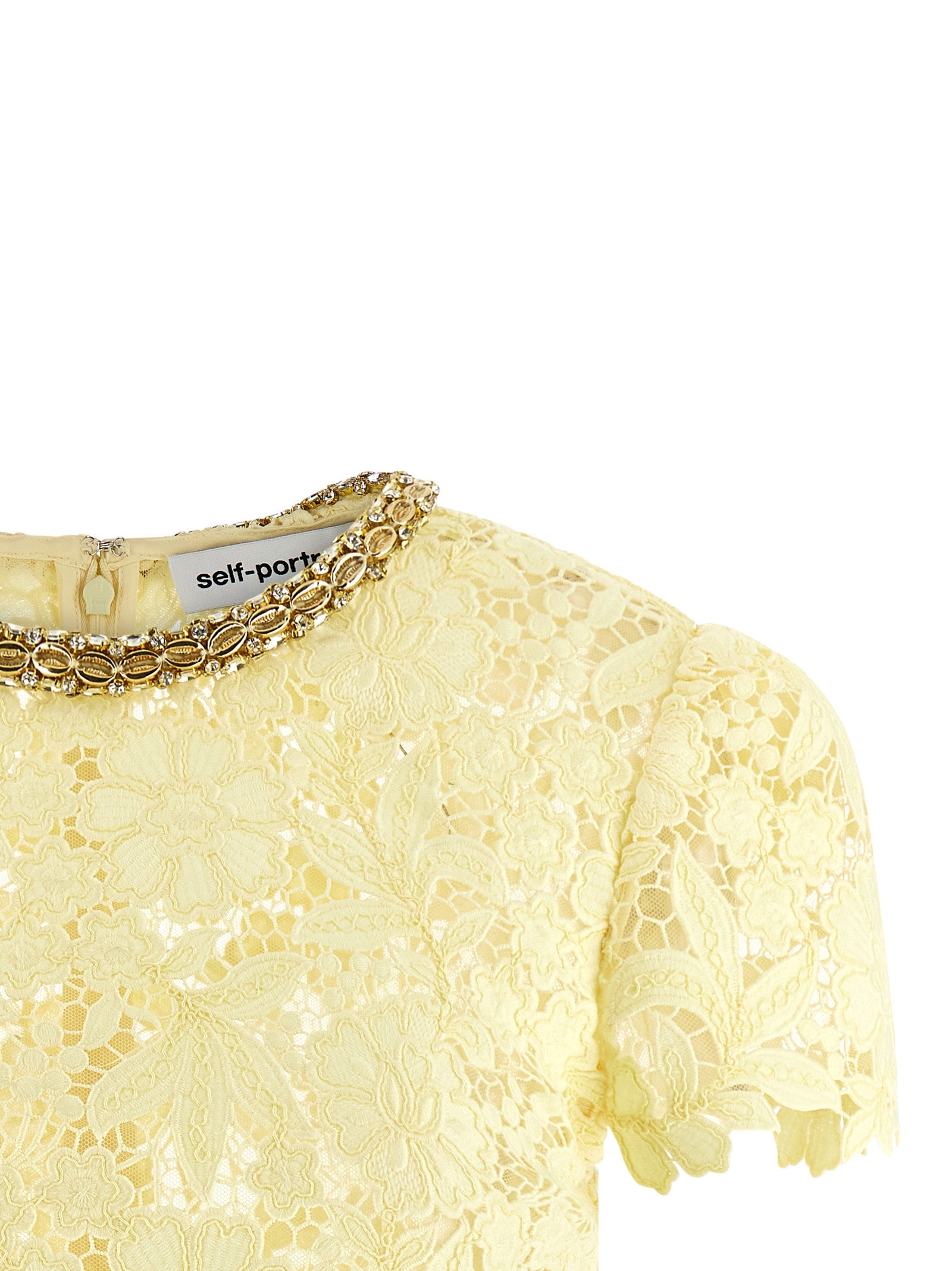 Yellow Lace top Multicolor Polyester Tops