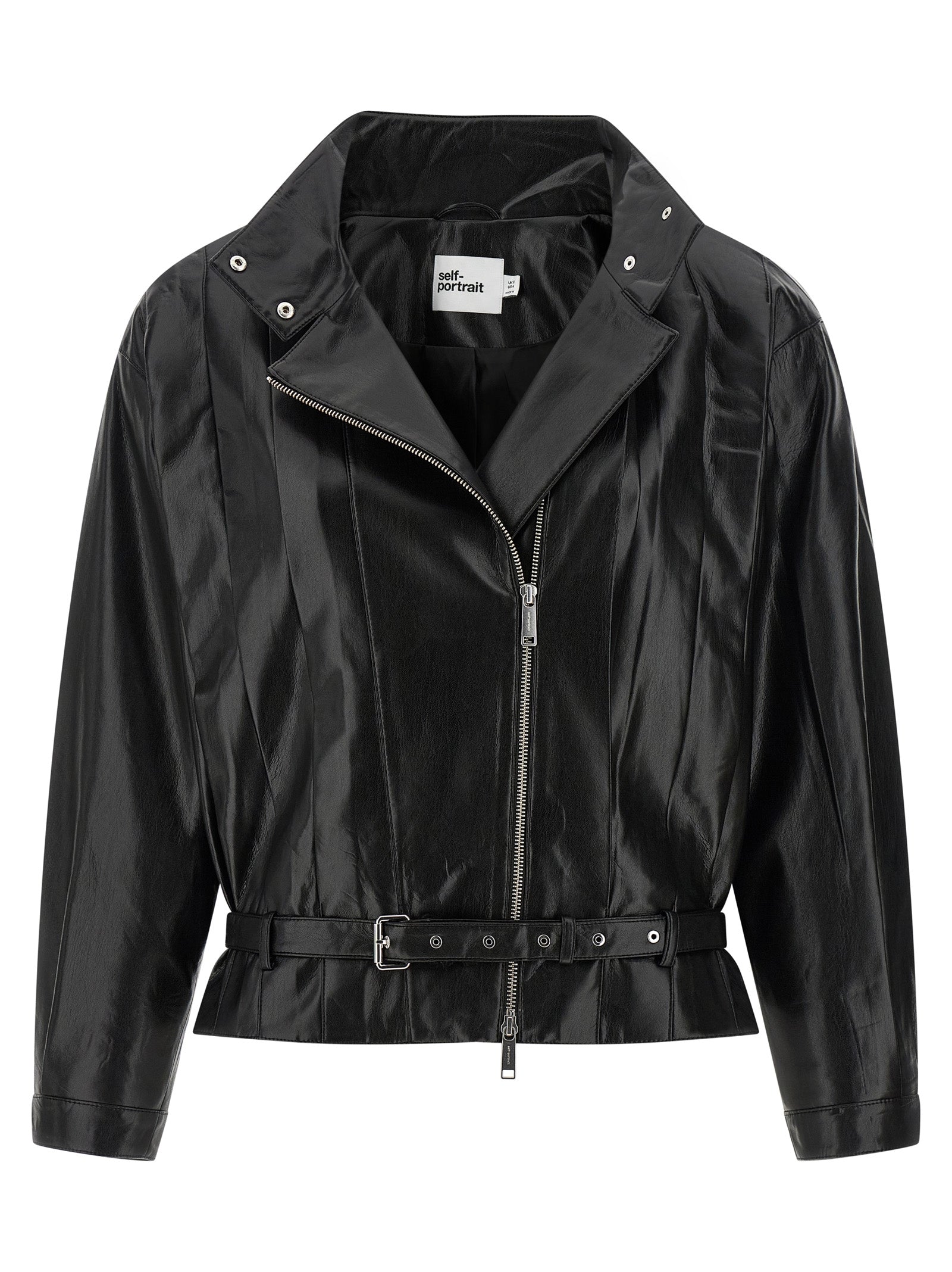 Biker jacket Black Polyurethane Down Jacket, Parka, Casual