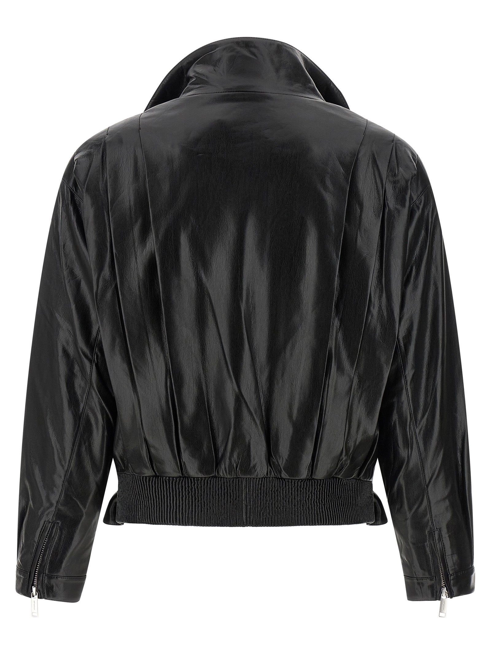 Biker jacket Black Polyurethane Down Jacket, Parka, Casual