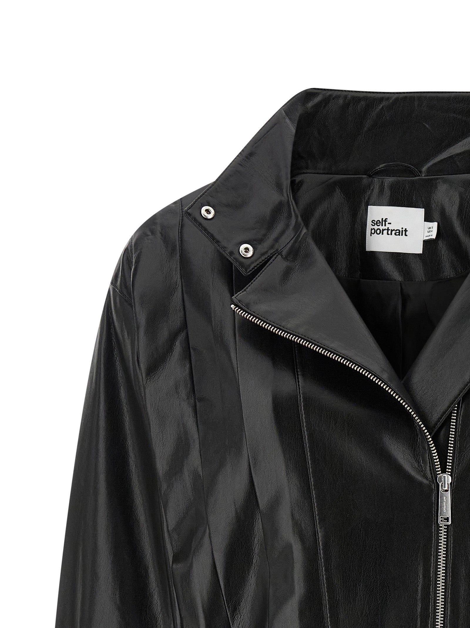 Biker jacket Black Polyurethane Down Jacket, Parka, Casual