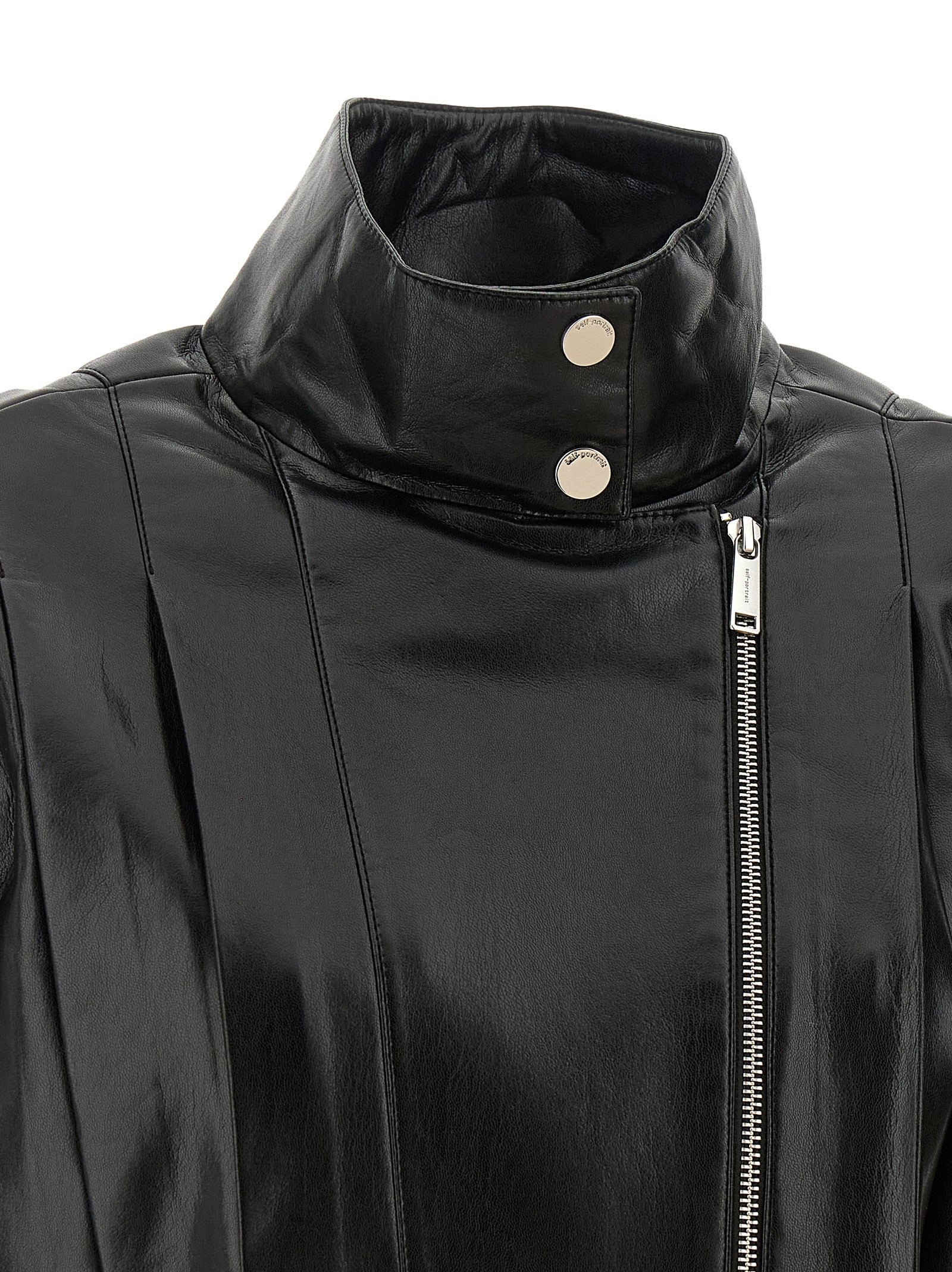 Biker jacket Black Polyurethane Down Jacket, Parka, Casual