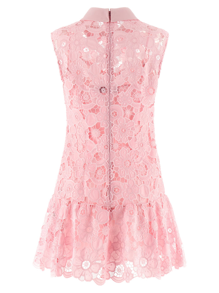 Pink Lace collared dress Polyester