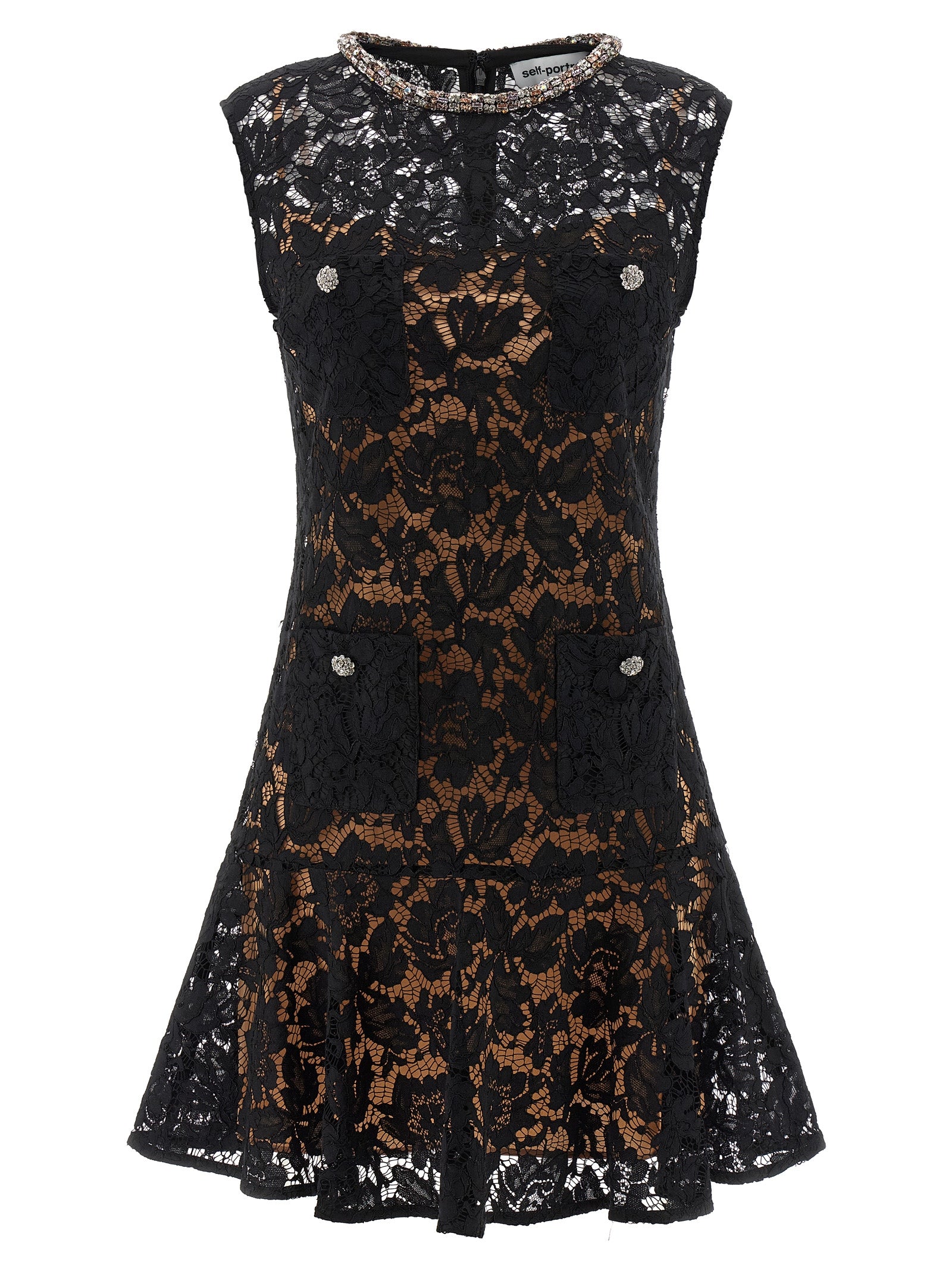 Black Lace Crystal Dress