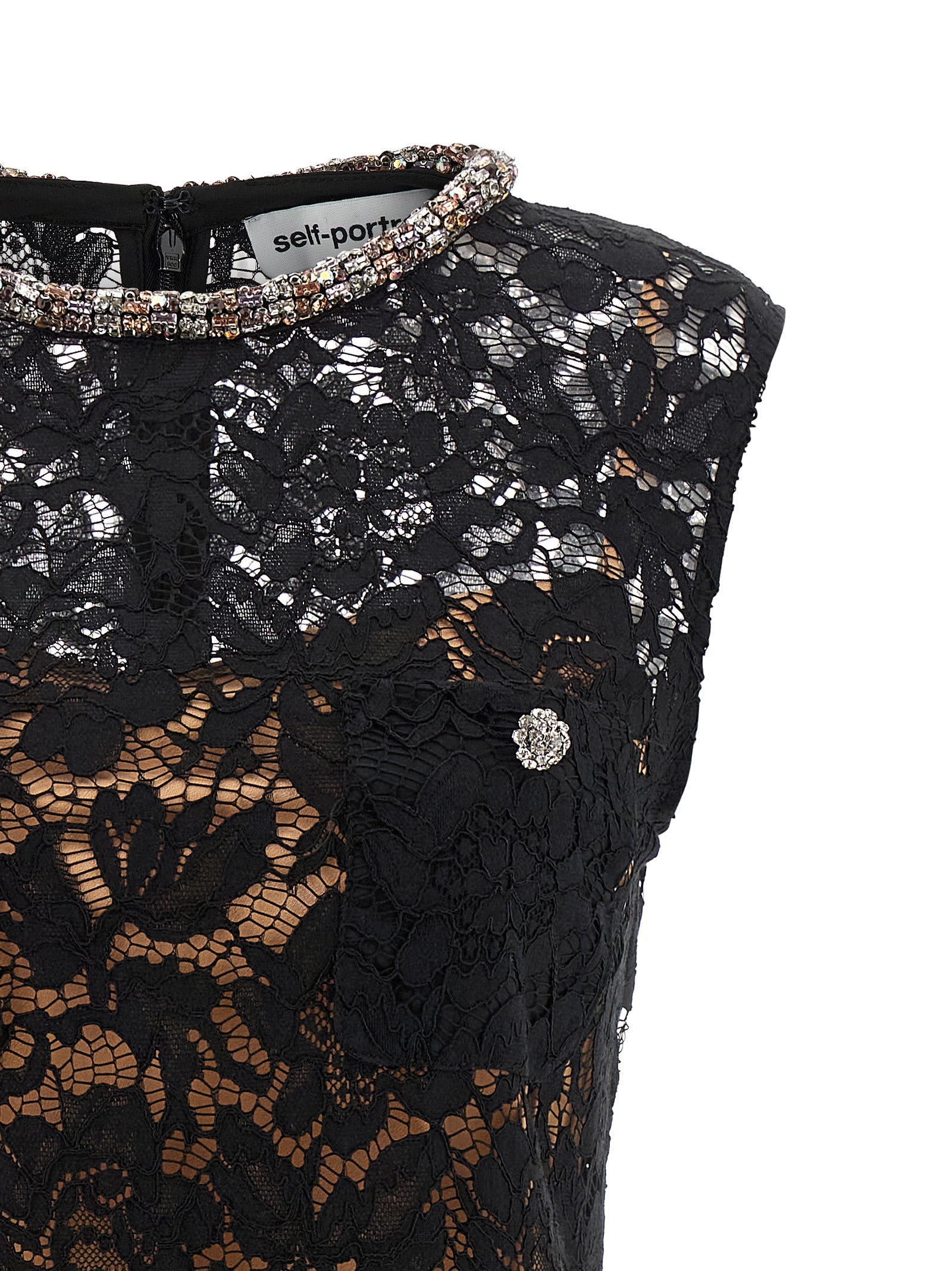 Black Lace Crystal Dress