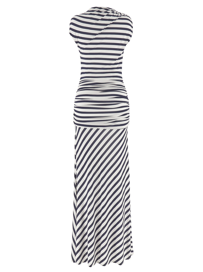 Navy Stripe Jersey Maxi dress Blue Viscose