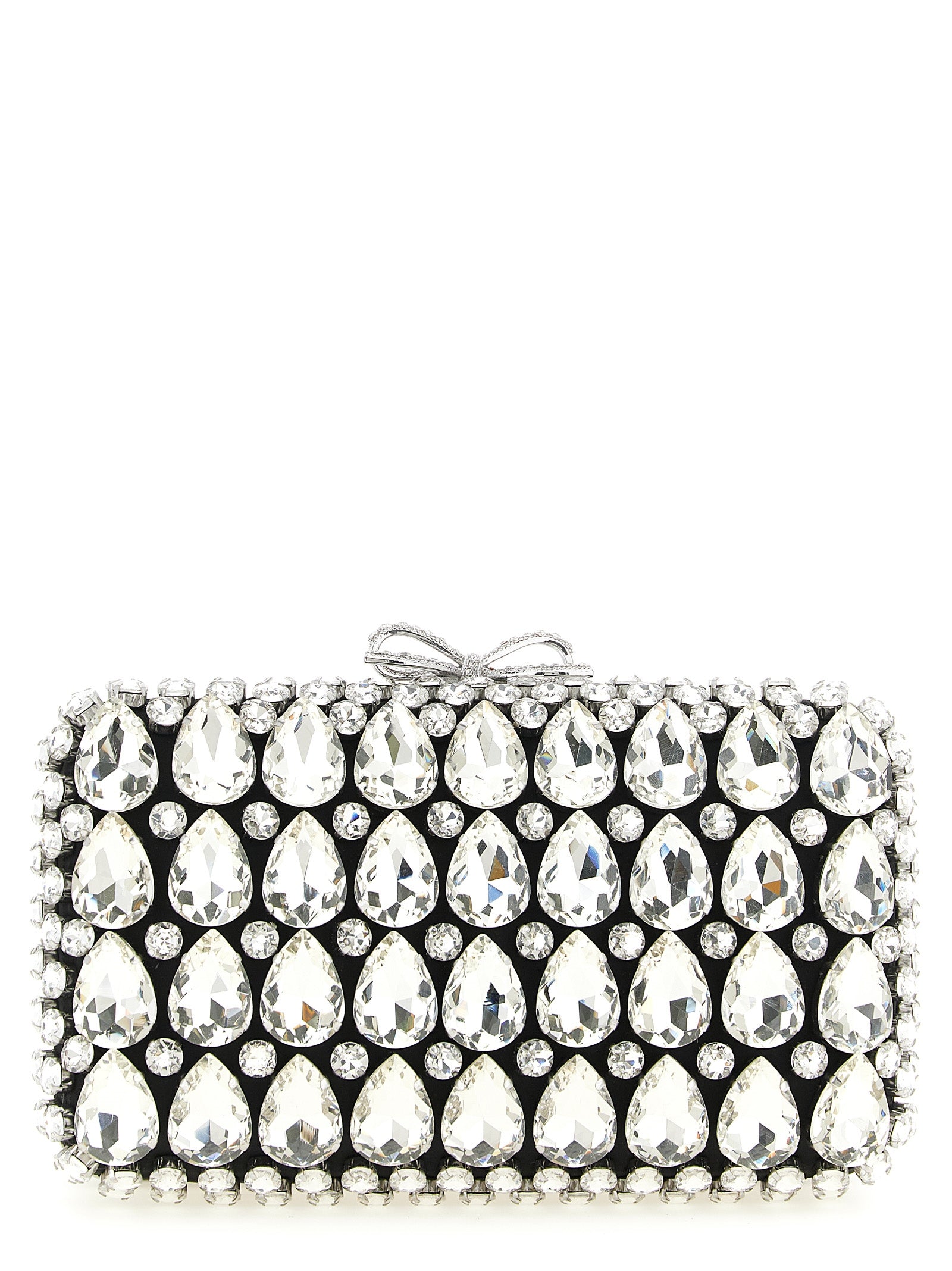 Black Satin Crystal clutch Polyester