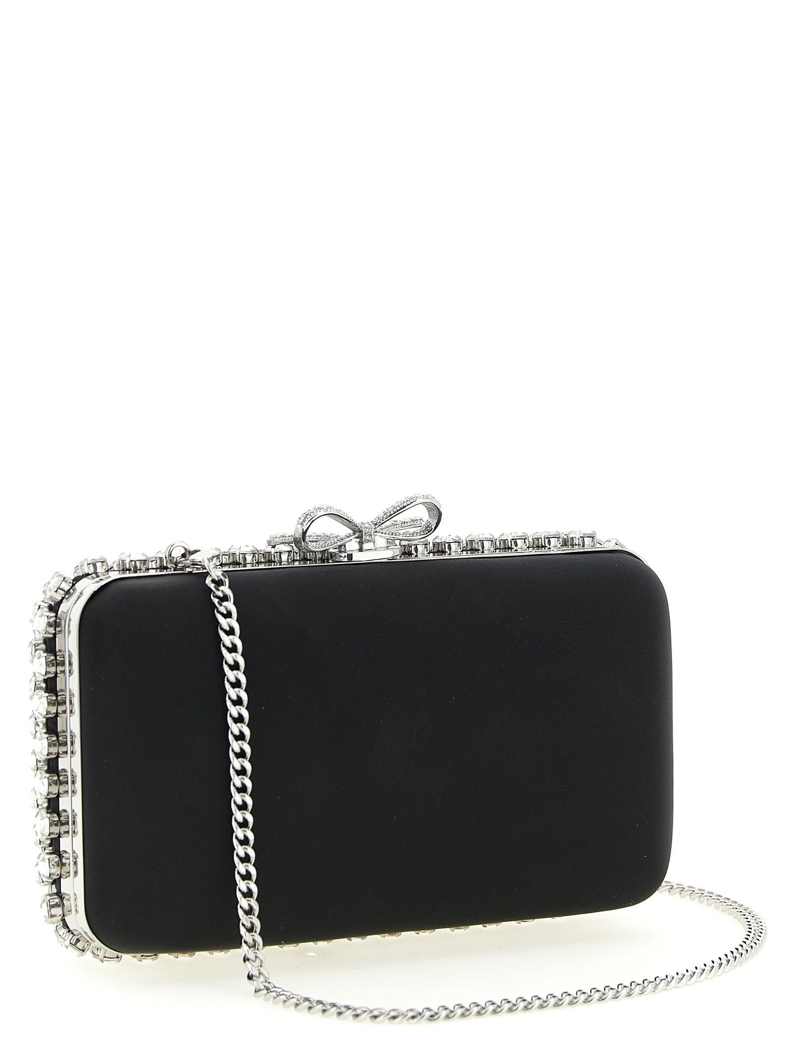 Black Satin Crystal clutch Polyester