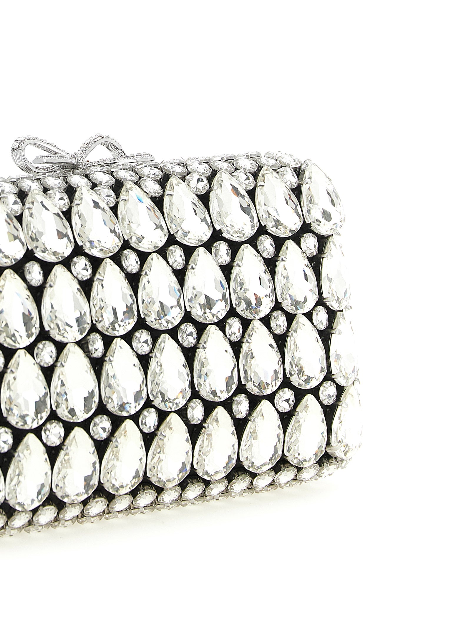 Black Satin Crystal clutch Polyester