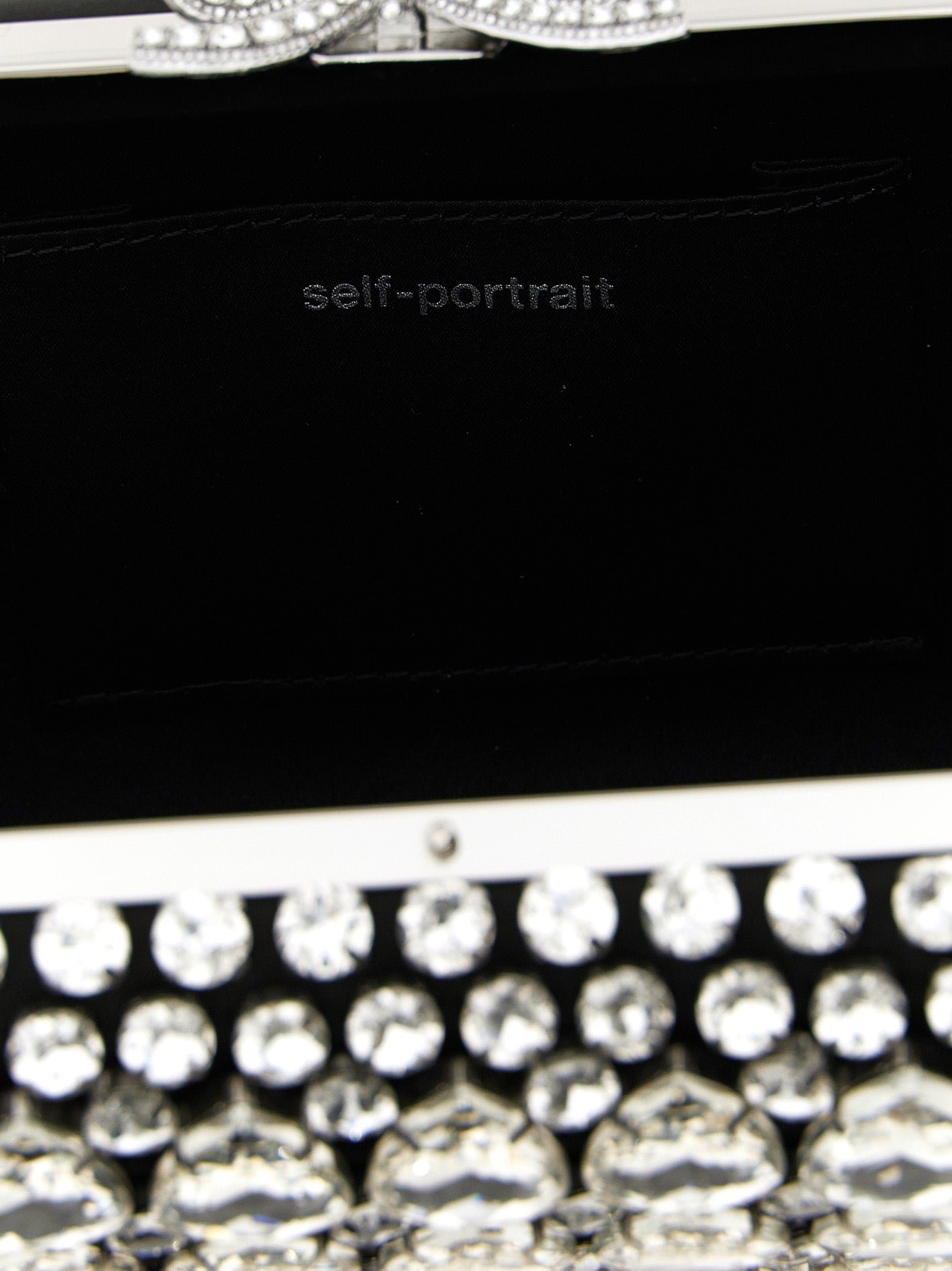 Black Satin Crystal clutch Polyester