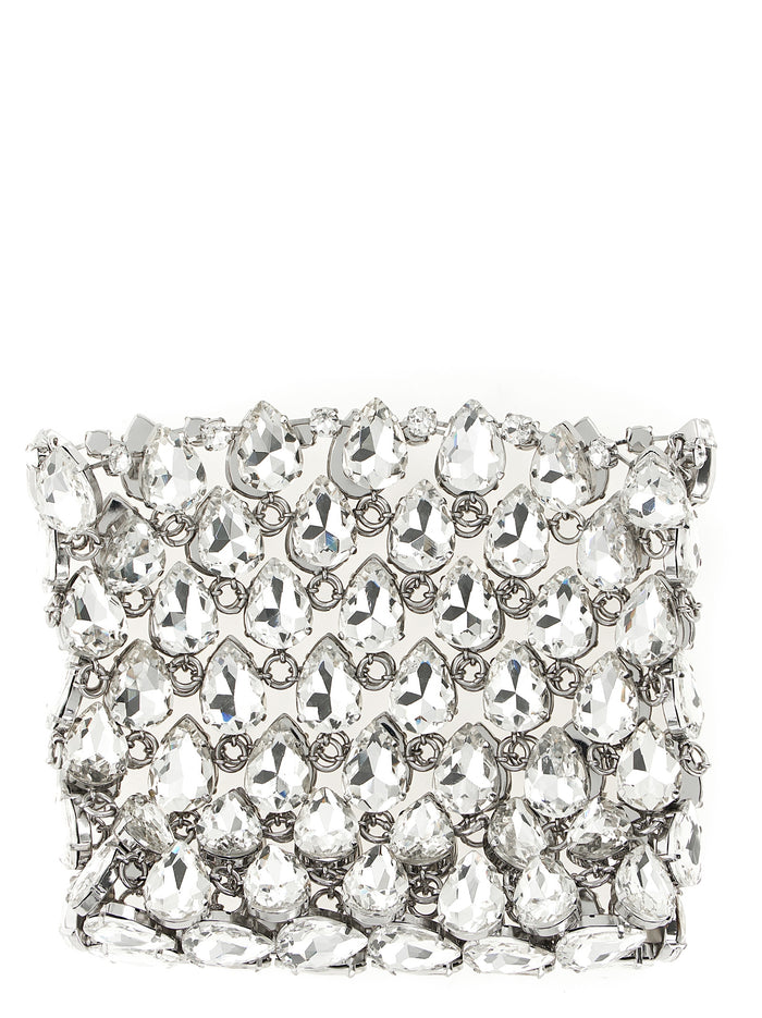 Silver Crystal Chainmail Mini clutch Multicolor Glass