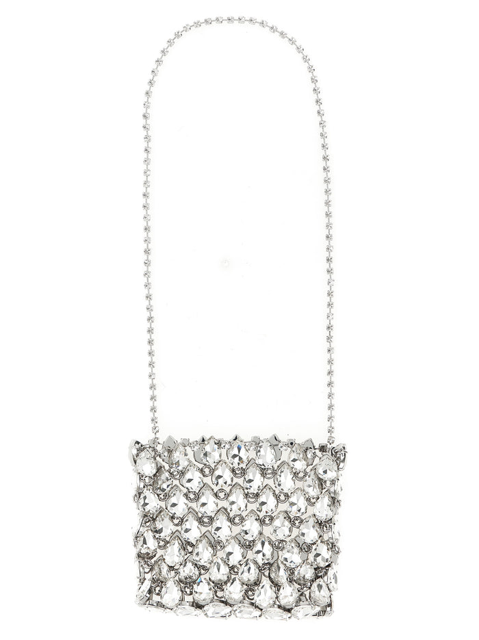 Silver Crystal Chainmail Mini clutch Multicolor Glass