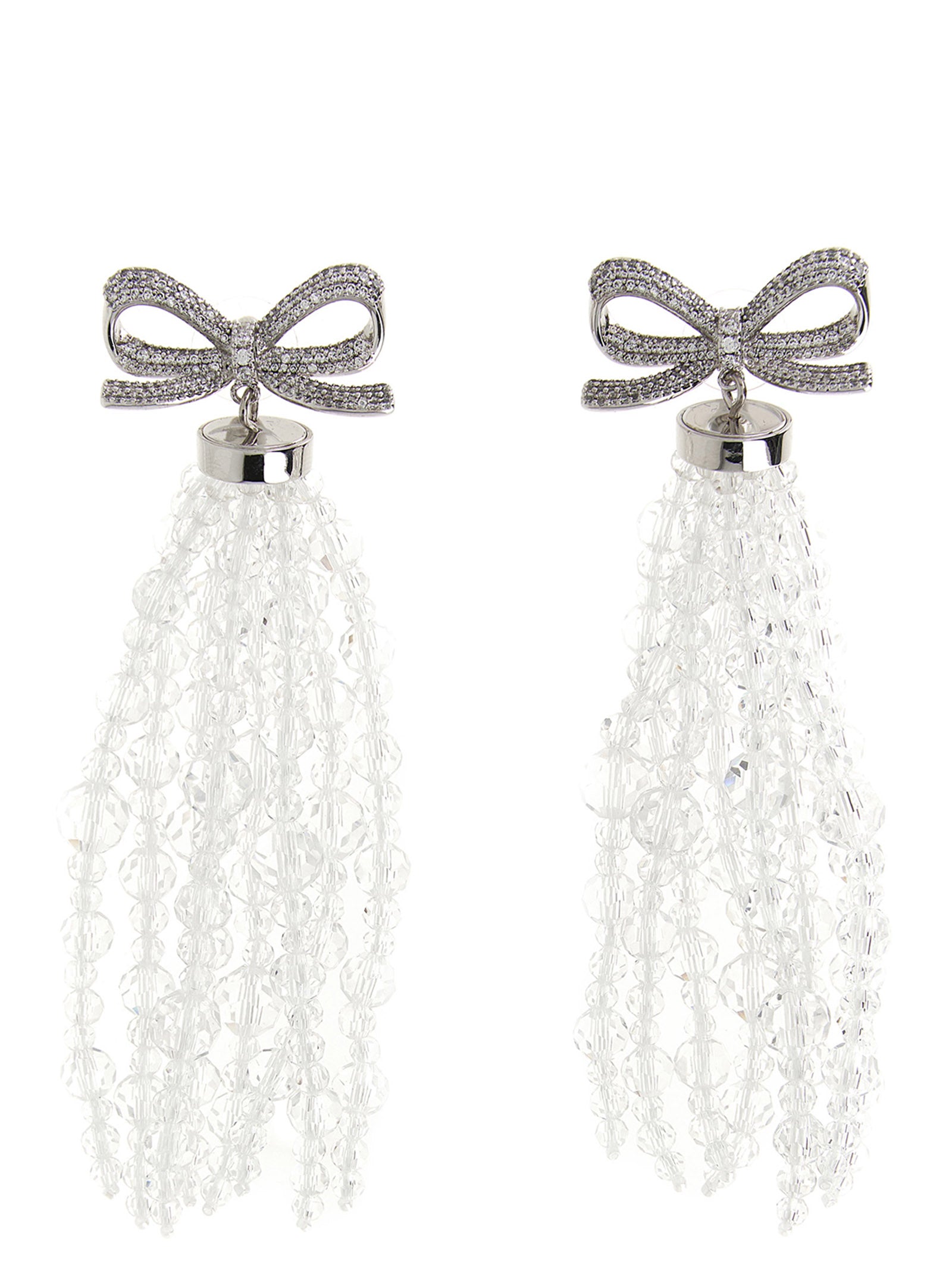 Bow Beaded Waterfall earrings Silver Copper Jewelry