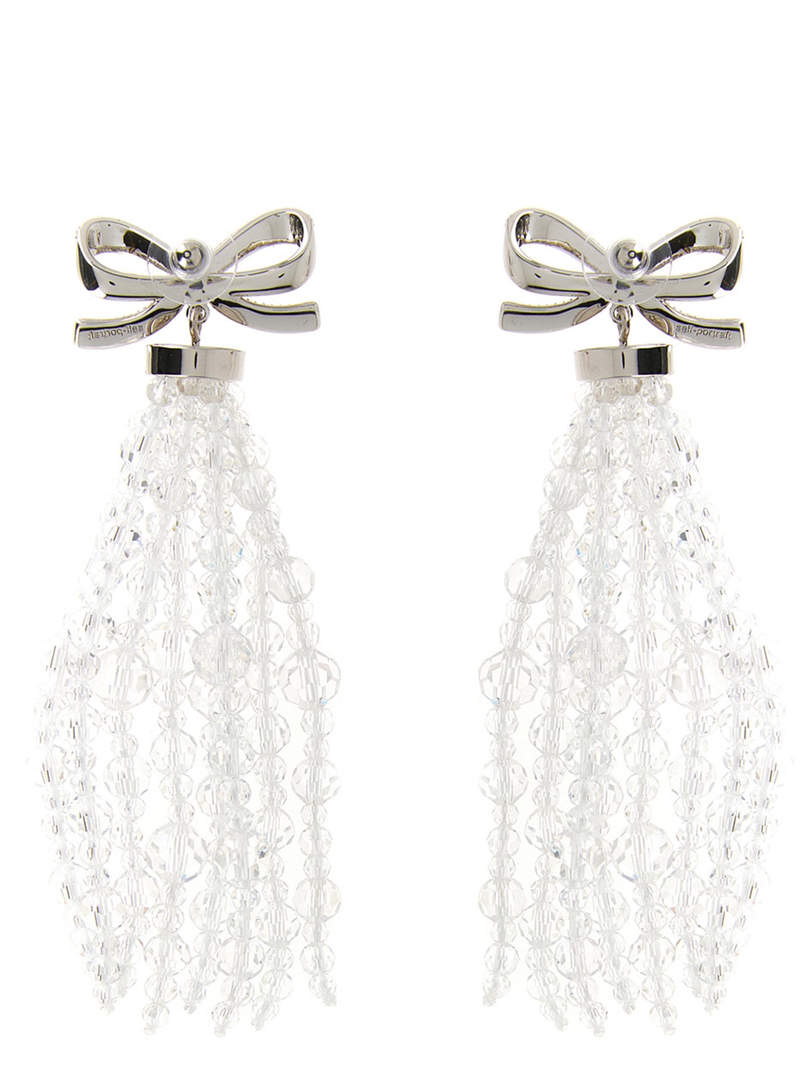 Bow Beaded Waterfall earrings Silver Copper Jewelry