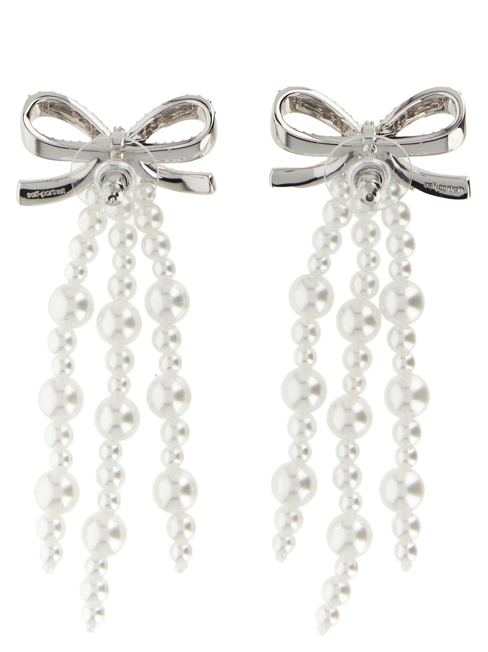 Bow Pearl Waterfall Earrings Silver Copper Jewelry