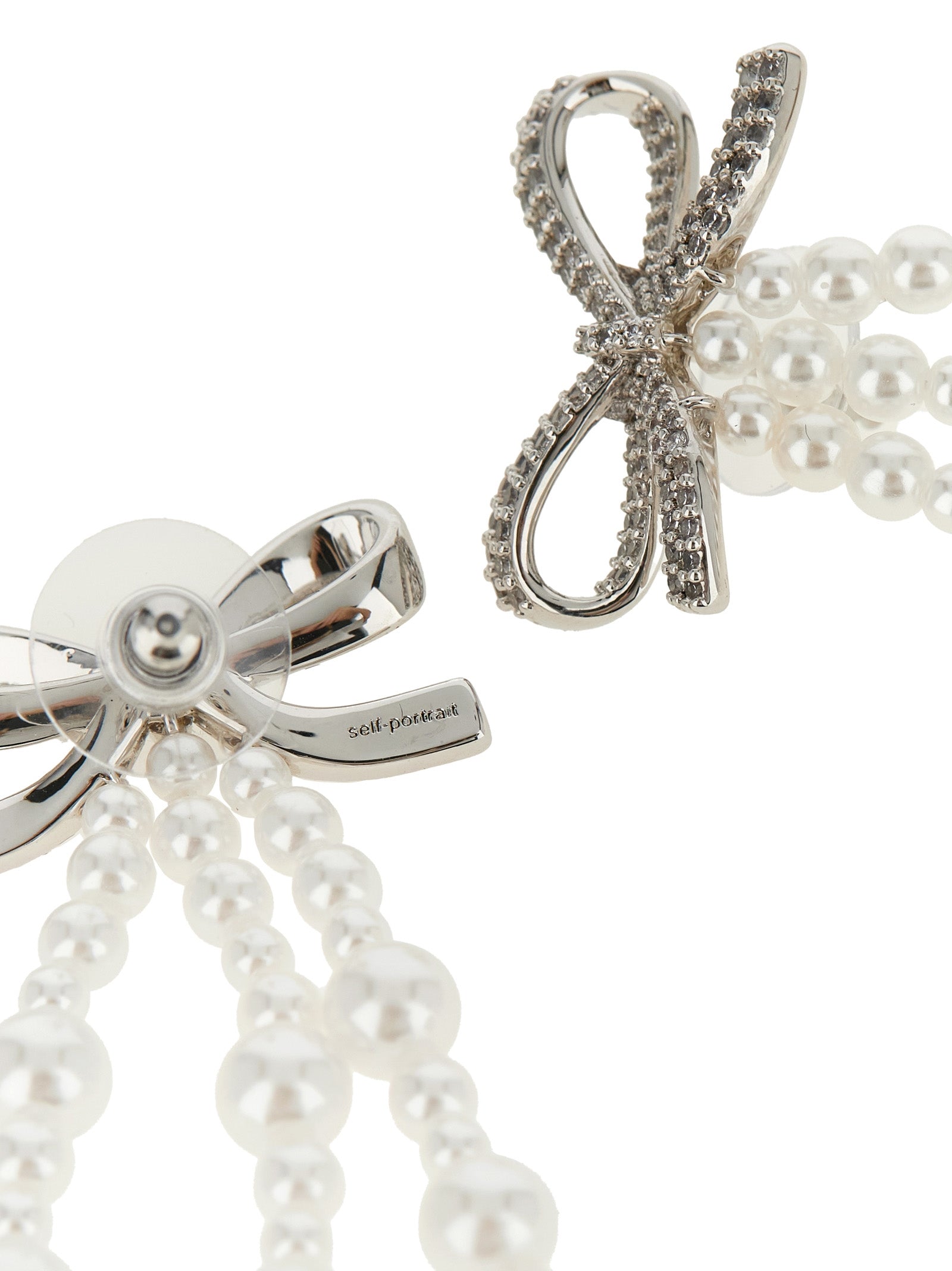 Bow Pearl Waterfall Earrings Silver Copper Jewelry