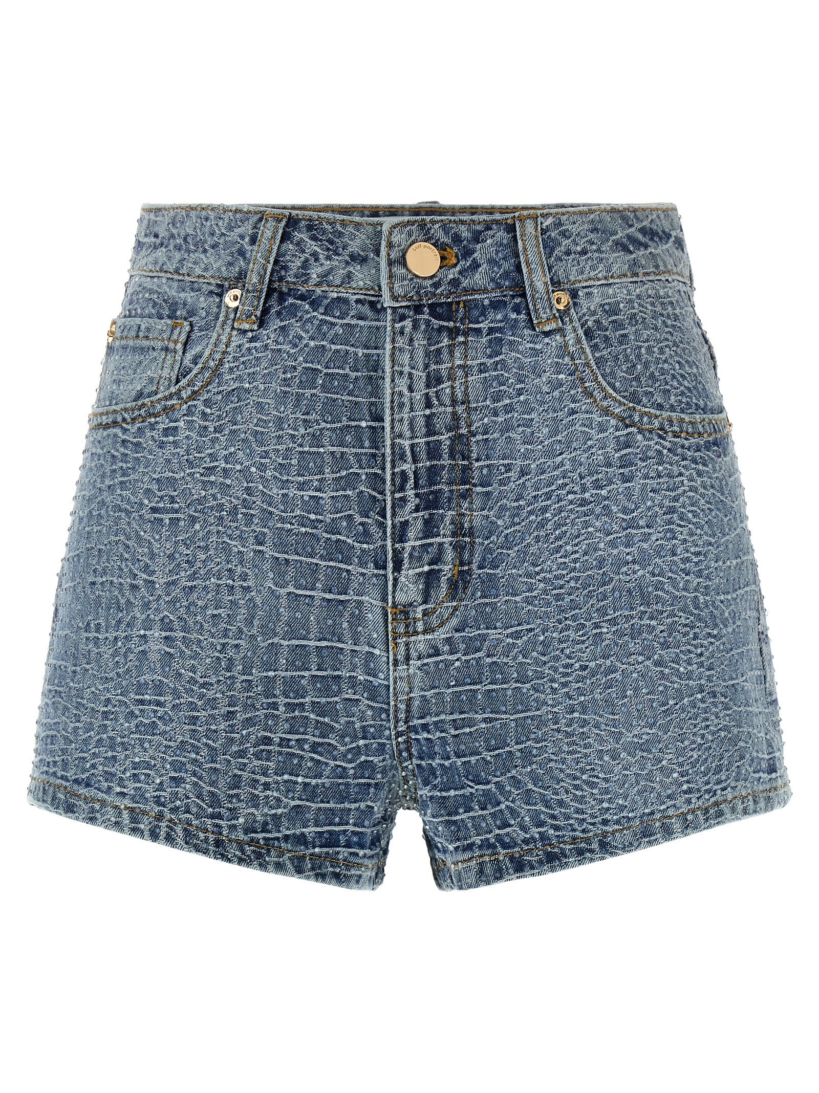 Rhinestone shorts Light Blue Cotton Bermuda