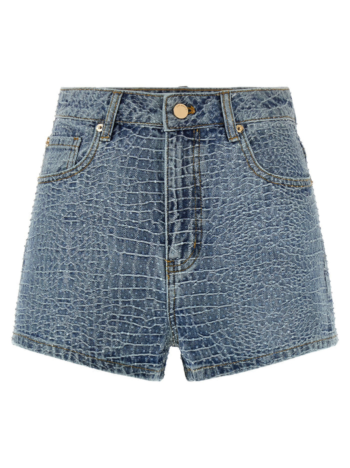 Rhinestone shorts Light Blue Cotton Bermuda