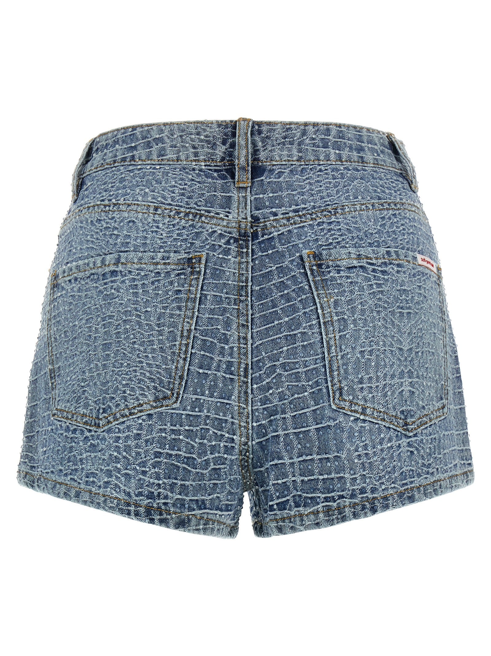 Rhinestone shorts Light Blue Cotton Bermuda