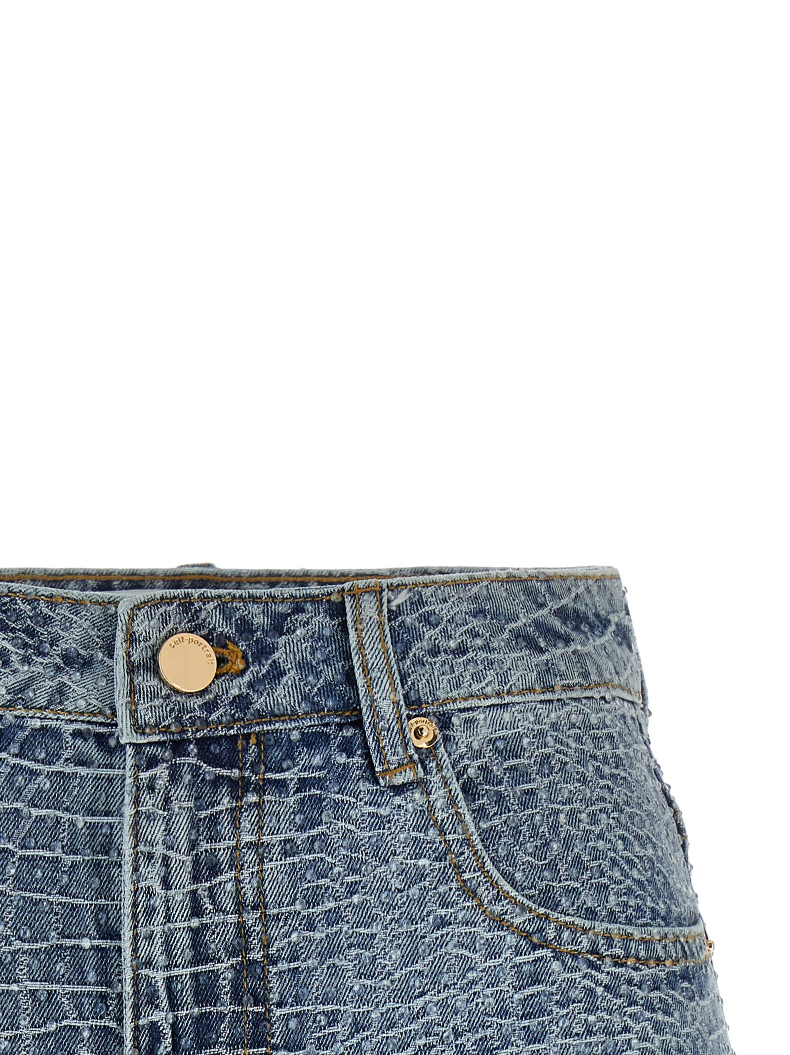 Rhinestone shorts Light Blue Cotton Bermuda
