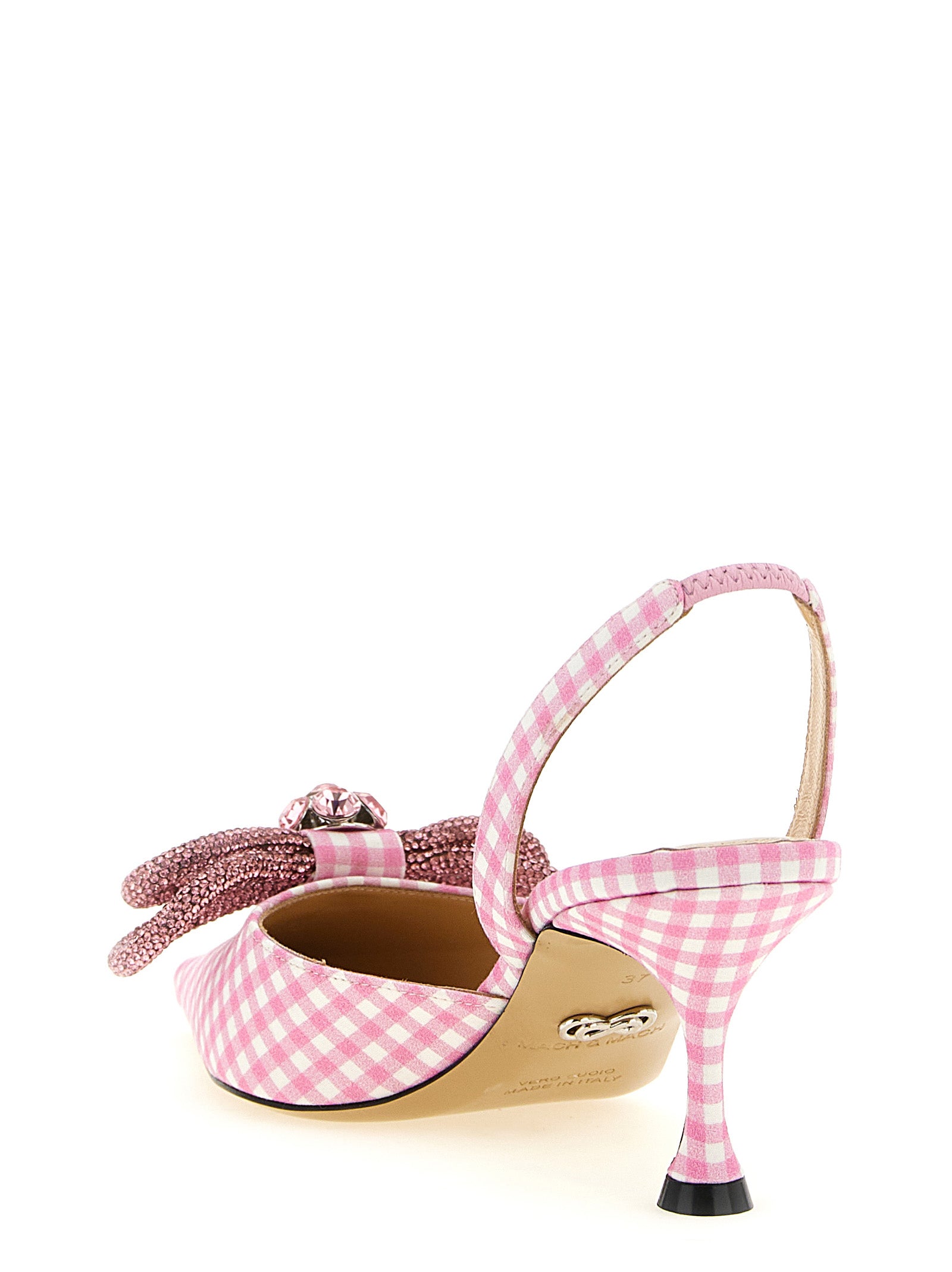 Double Bow slingback Pink Vichy Pumps