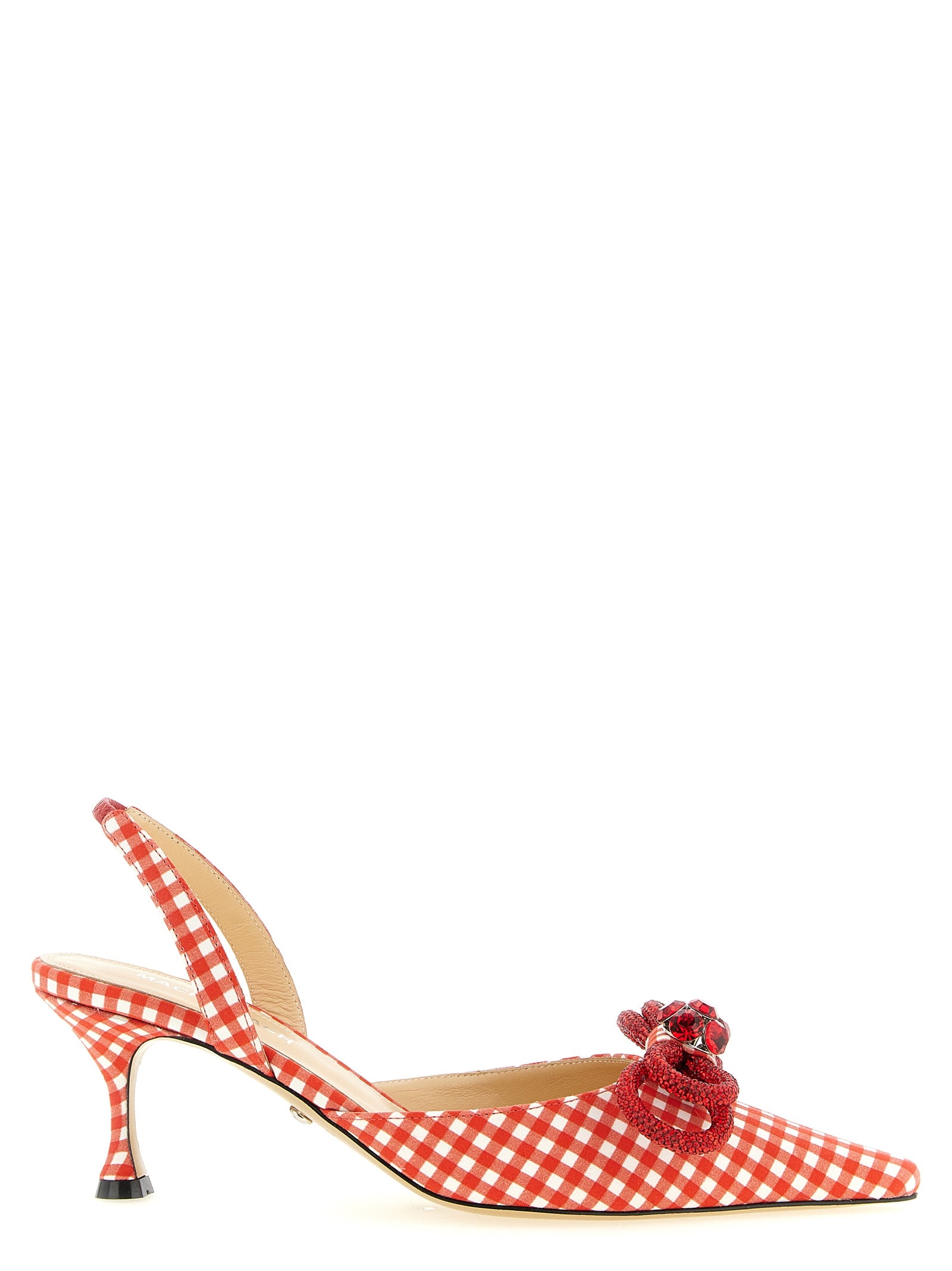 Double Bow slingback Red Vichy Pumps
