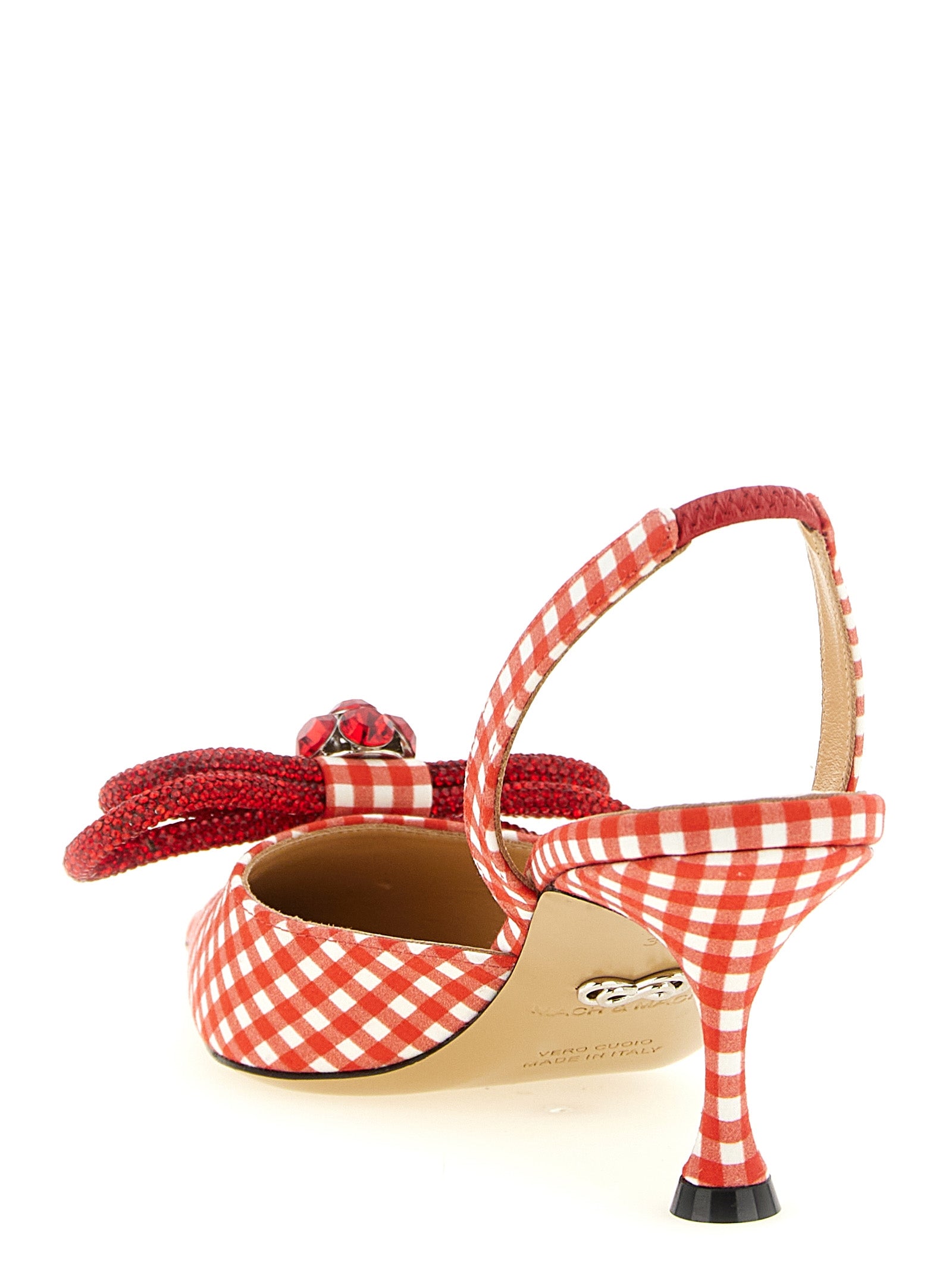 Double Bow slingback Red Vichy Pumps