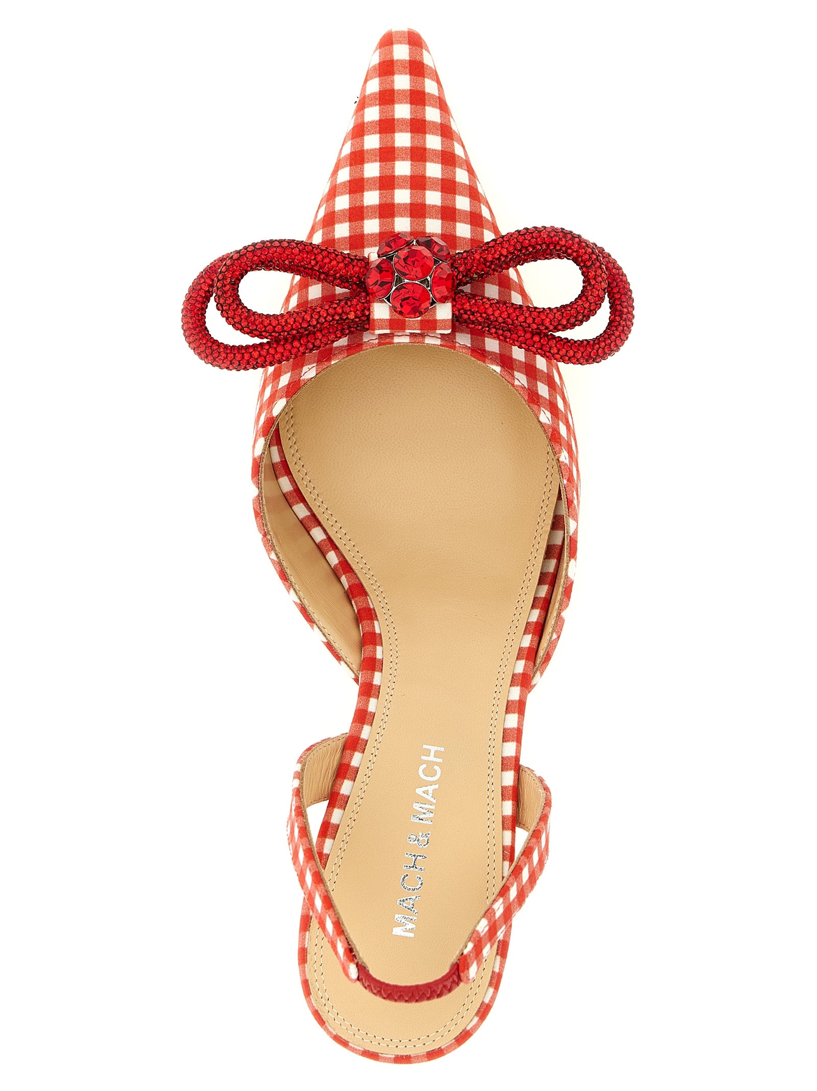 Double Bow slingback Red Vichy Pumps
