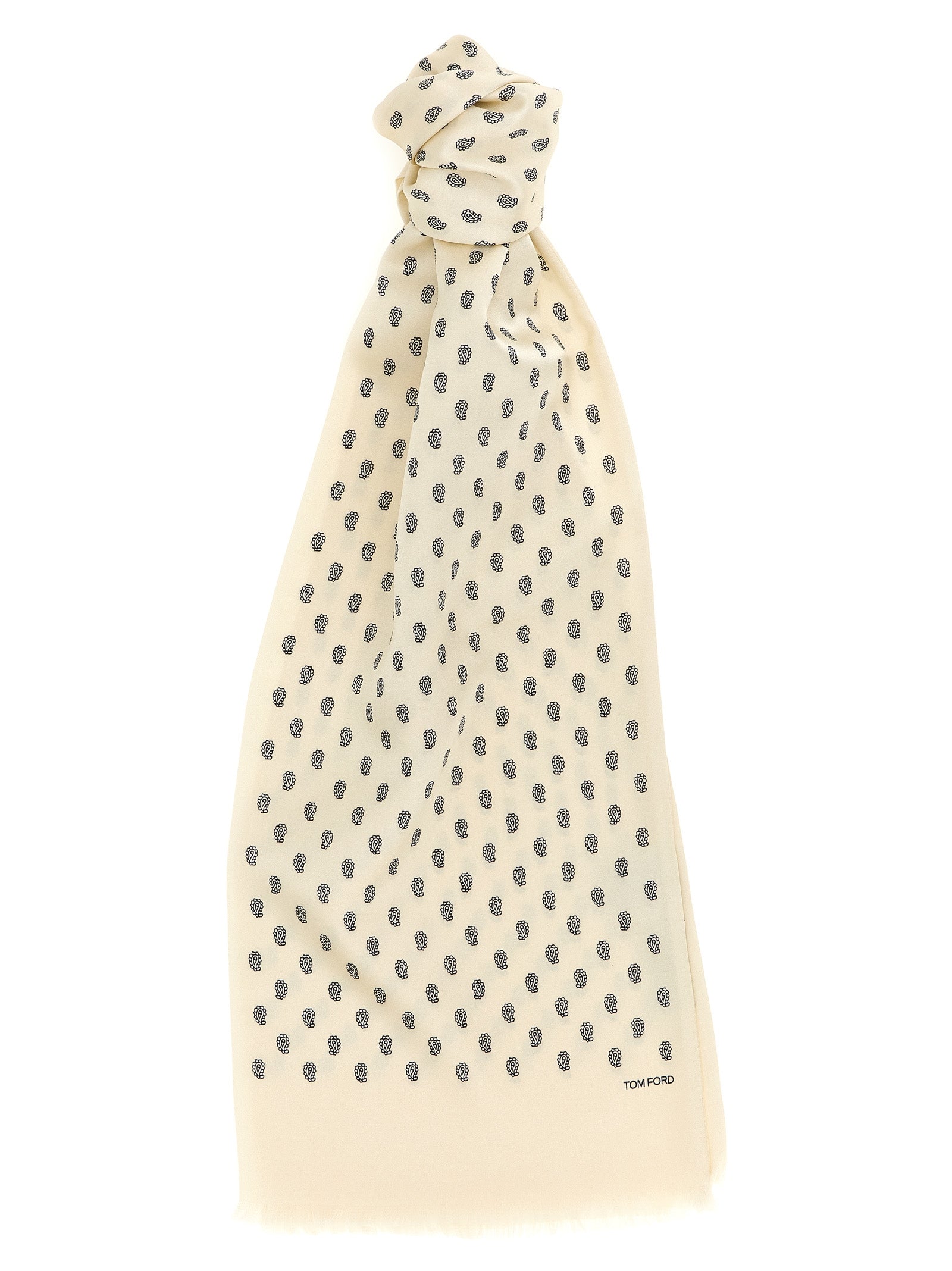 Paisley Print Scarf Beige Silk Mulberry Scarves, Foulards