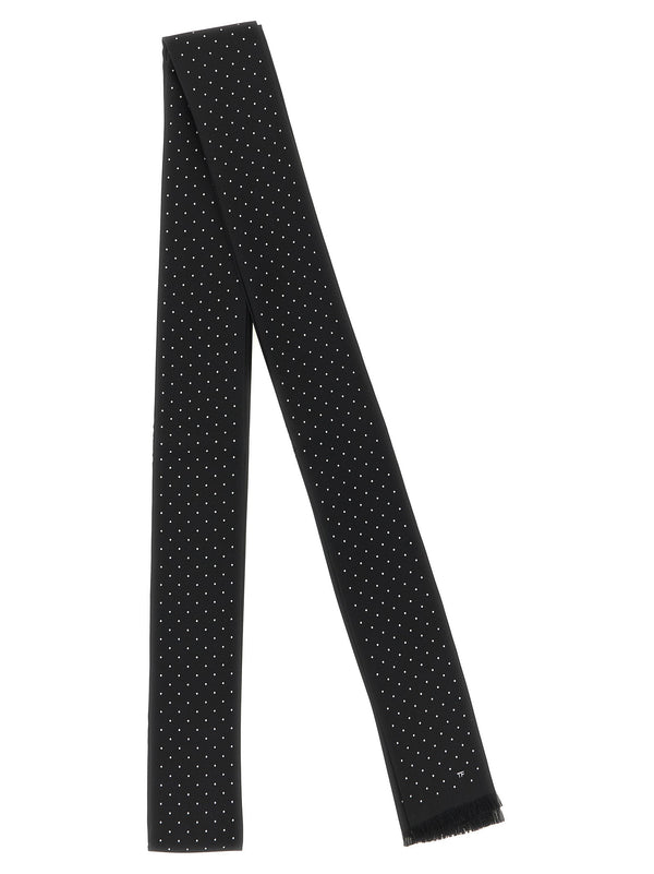 Tom Ford Micro Polka Dot Silk Scarf — Black