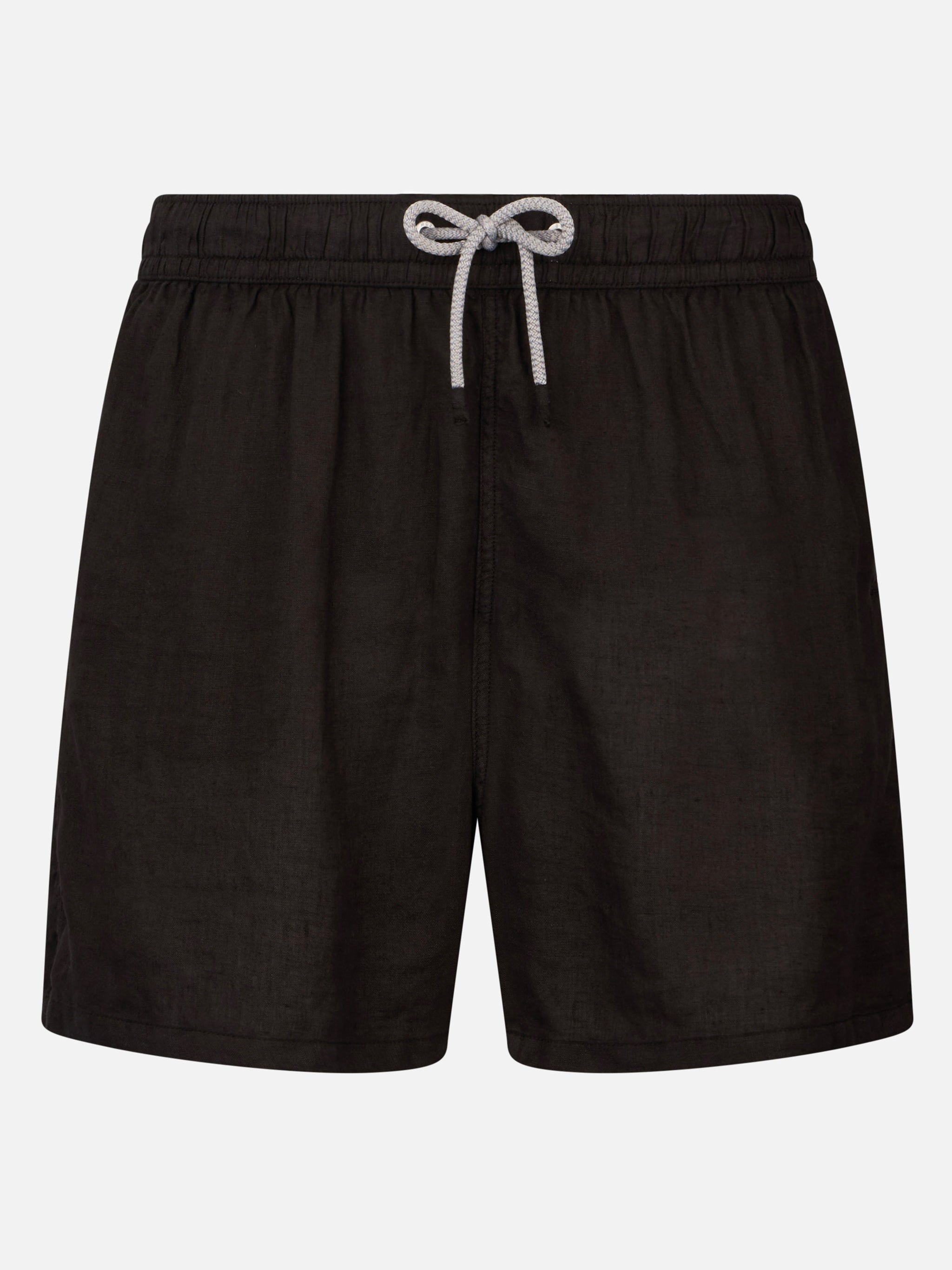 Man Mid-Length Black Linen Swim-Shorts Gustavia Swimshort