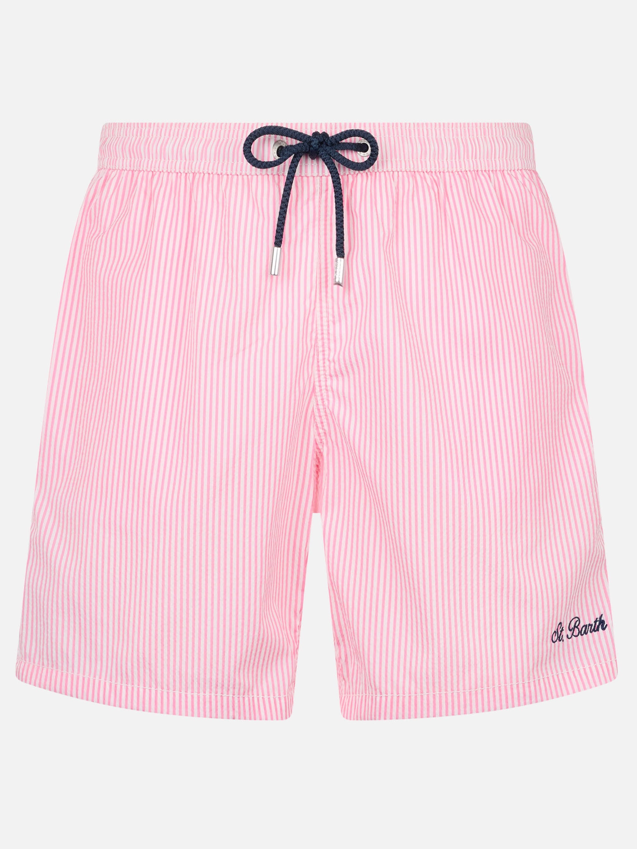 Man Seersucker Striped Swim Shorts Patmos Pink Swimshort