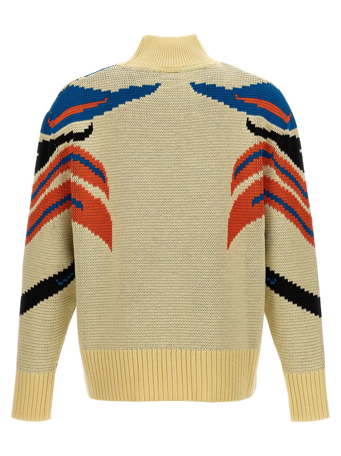 Jacquard sweater Multicolor Virgin Wool Sweater, Cardigans