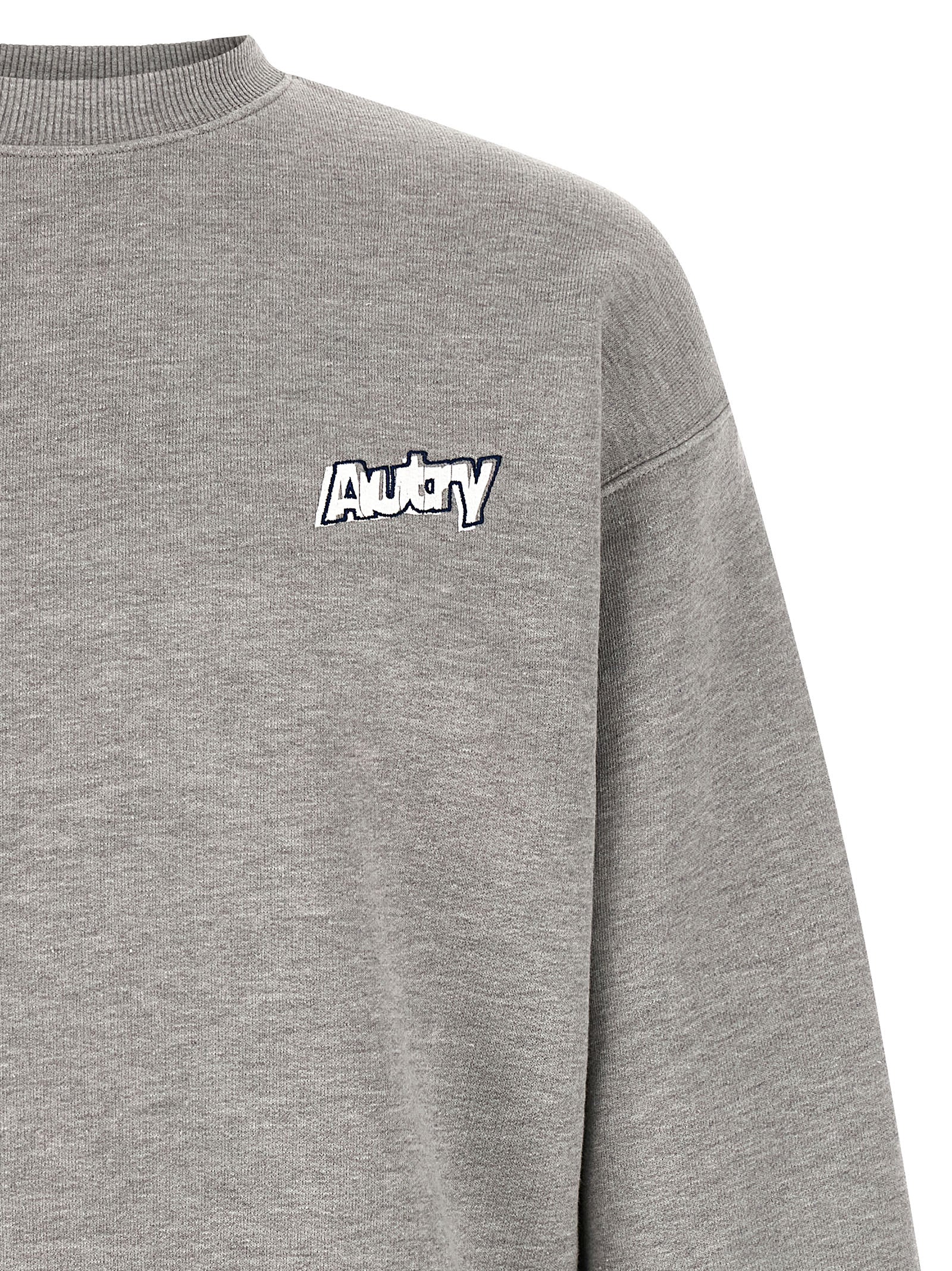 Logo print embroidery sweatshirt Gray Cotton
