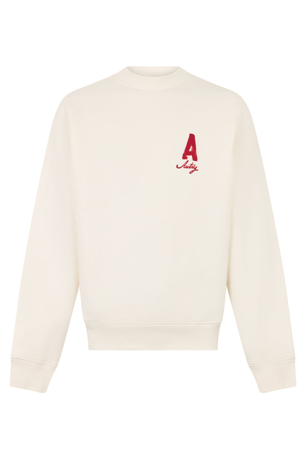 Cotton Sweatshirt With Printed Logo Alabaster Sweater