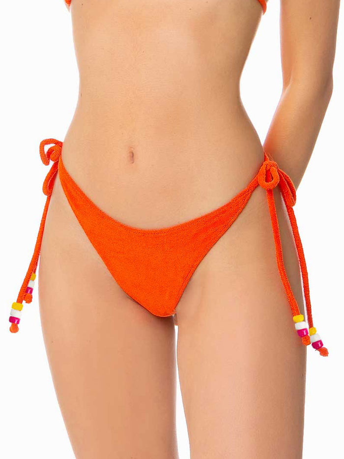 Orange Marielle Terry Swim Briefs With Charms Bottom