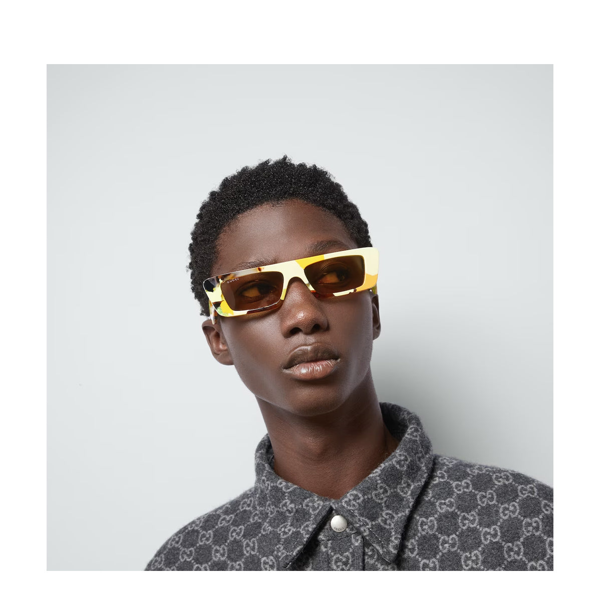GG1625S Linea Lettering 001 Giallo Recycled Acetate Occhiali Sole
