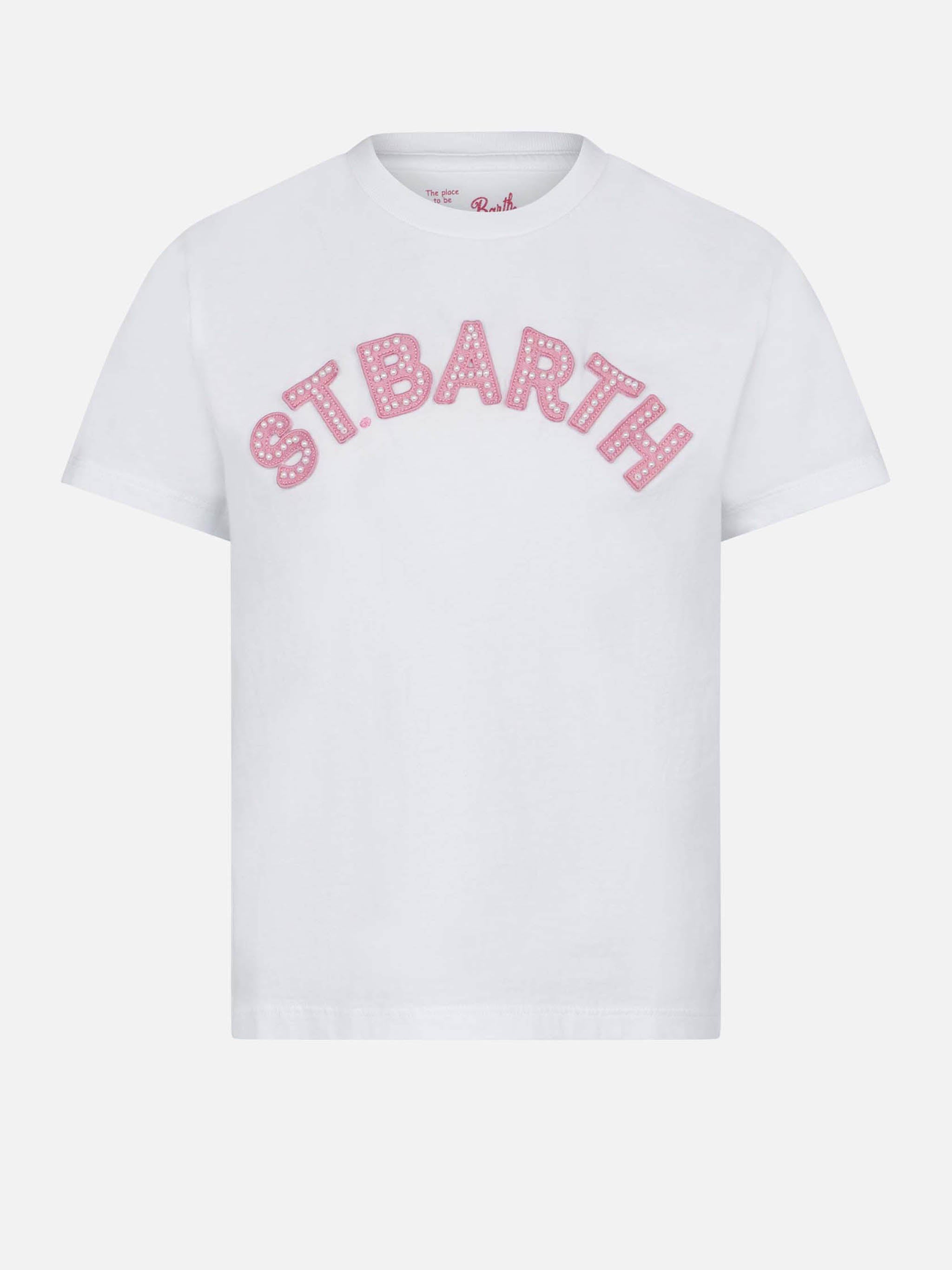 Girl T-Shirt With St. Barth Patches White